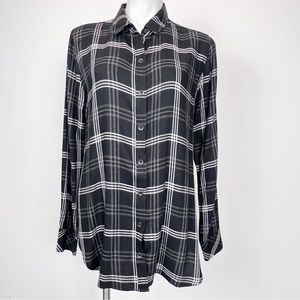 Cloth & Stone plaid rayon shirt button down top casual